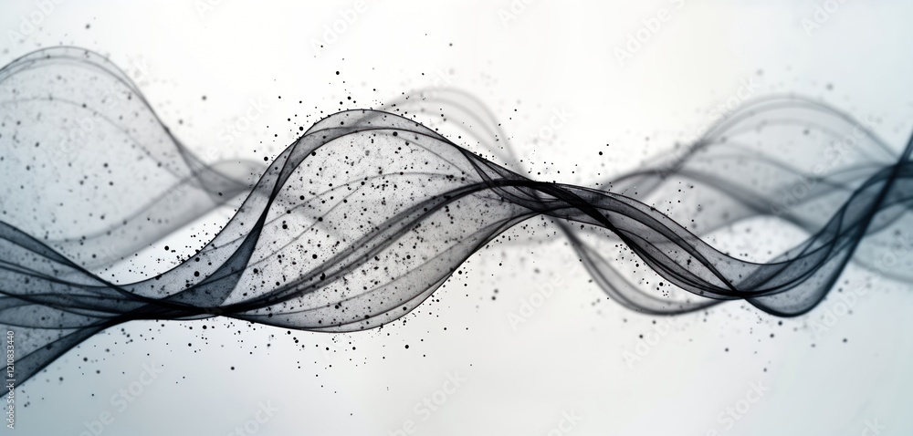 Poster abstract futuristic design. dynamic lines, particles in dark gray, black. modern tech background sui