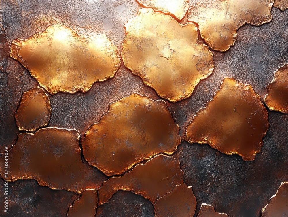 Poster abstract textured surface with metallic gold and bronze patches.