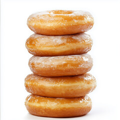 stack of assorted donuts on white background
