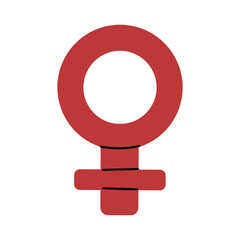 Feminine symbol in bold red color. Simple and modern design for Women&rsquo;s Day or gender equality themes. 