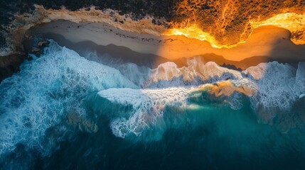 Fototapeta premium Aerial view at sunset of coast around Cape Peron at Shark Bay, Western Australia