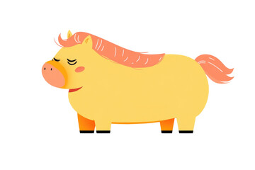 A charming cartoon pony with a soft expression and fluffy mane, embodying innocence and joy in a brightly colored and delightful artistic style.