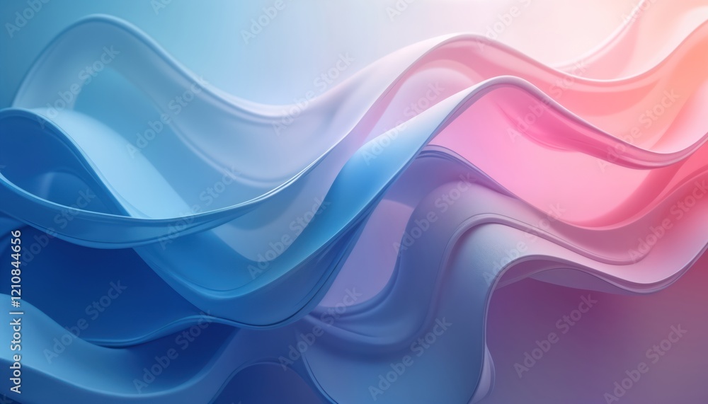 Poster abstract wavy design in vibrant blue, pink hues. fluid shapes create dynamic motion effect. modern, 