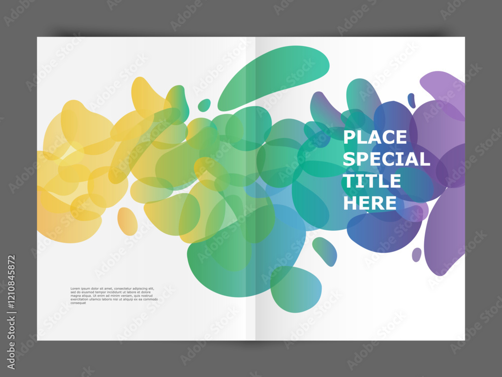 Poster abstract background with liquid bubbles shapes, brochure template layout for annual report or busine