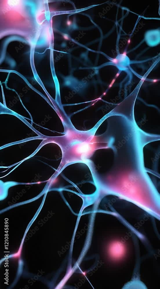 Poster vibrant and colorful neurons illuminated against a dark backdrop, highlighting the intricate connect