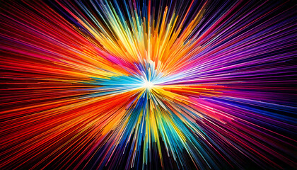 Obraz premium Vibrant, dynamic abstract art featuring a burst of colorful lines radiating outwards. Perfect for backgrounds, websites, or designs needing a bold, energetic feel.