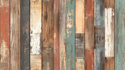 Rustic Multicolored Wooden Plank Background Texture