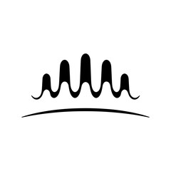 Stylized Curved Sound Wave with Baseline in Black and White
