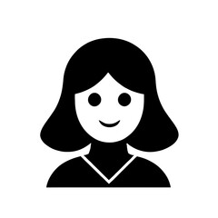 Friendly Woman with Bob Haircut in Simple Line Art Style with Copy Space

