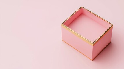 Pink gift box, empty, pastel background, product display