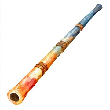 watercolor didgeridoo musical instrument clip art preview