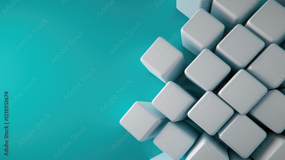 Poster dynamic arrangement of abstract cubes modern studio 3d graphic design minimalist environment eye-lev