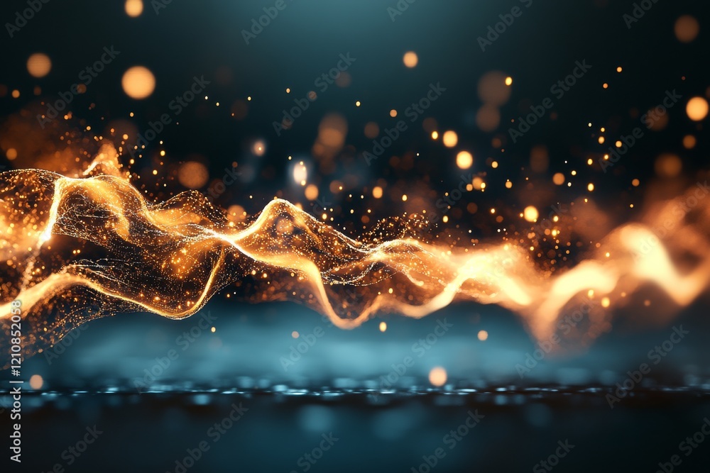 Poster colorful waves of light shimmer in a dark space creating a mesmerizing abstract design at evening ti