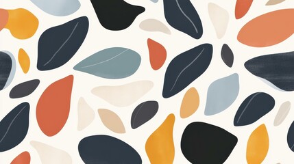 Fototapeta premium Explore a vibrant abstract pattern with birds, flowers, and leaves. Perfect for fabric, prints, and contemporary designs.