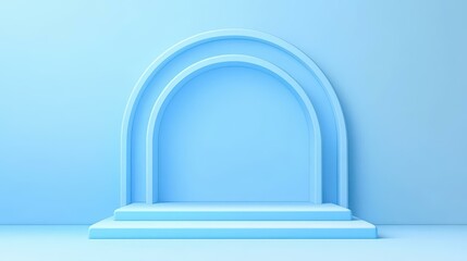 Showcase your products on a sleek, minimal blue podium with a geometric backdrop, perfect for modern displays.