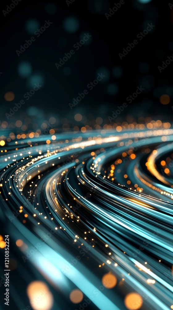 Poster colorful light trails creating a dazzling abstract pattern in a dark space