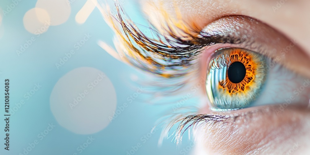 Poster close-up of a strikingly colorful eye reflecting a captivating pattern of light and detail during a 