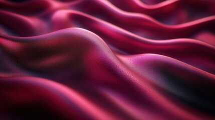 Fototapeta premium Abstract waves of deep red fabric create a smooth, flowing texture.