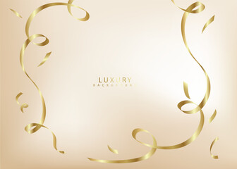 Elegant background with golden ribbon elements