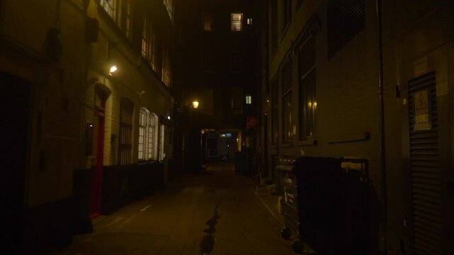 London Street at Night Walking Light Reflections Old Victorian Lamp