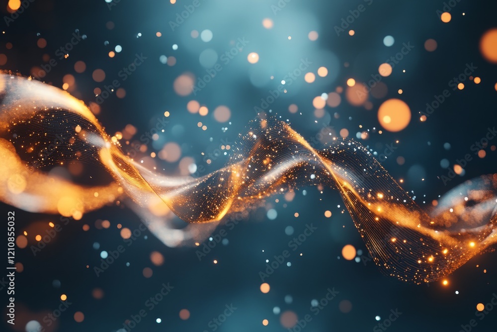 Poster dynamic wave of light particles creates a mesmerizing flow in a dark atmosphere