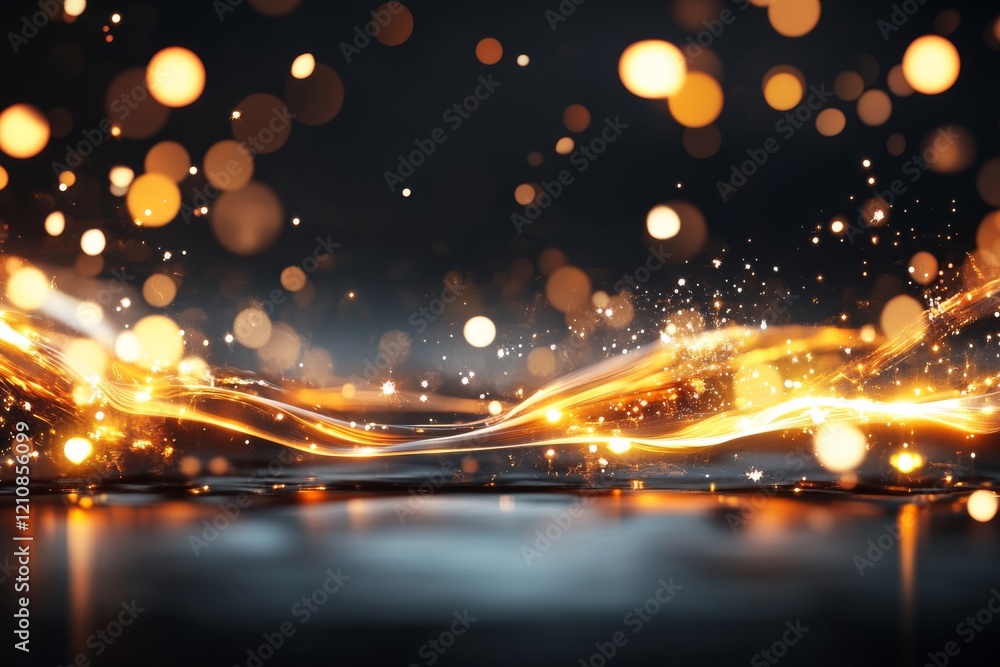Poster dynamic light patterns create mesmerizing effects in an abstract setting at night