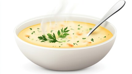 Creamy vegetable soup in a bowl