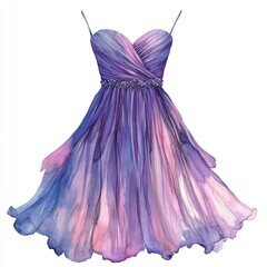 Obraz premium This watercolor dress features a graceful silhouette and rich color gradients, ideal for showcasing creativity in fashion design and artistic illustrations