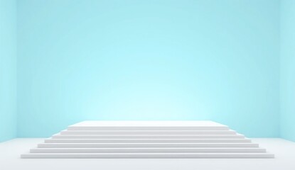 Fototapeta premium A minimalist royal platform with expansive, elegant steps leading to an open and inviting space. The design symbolizes grandeurs and freedom1