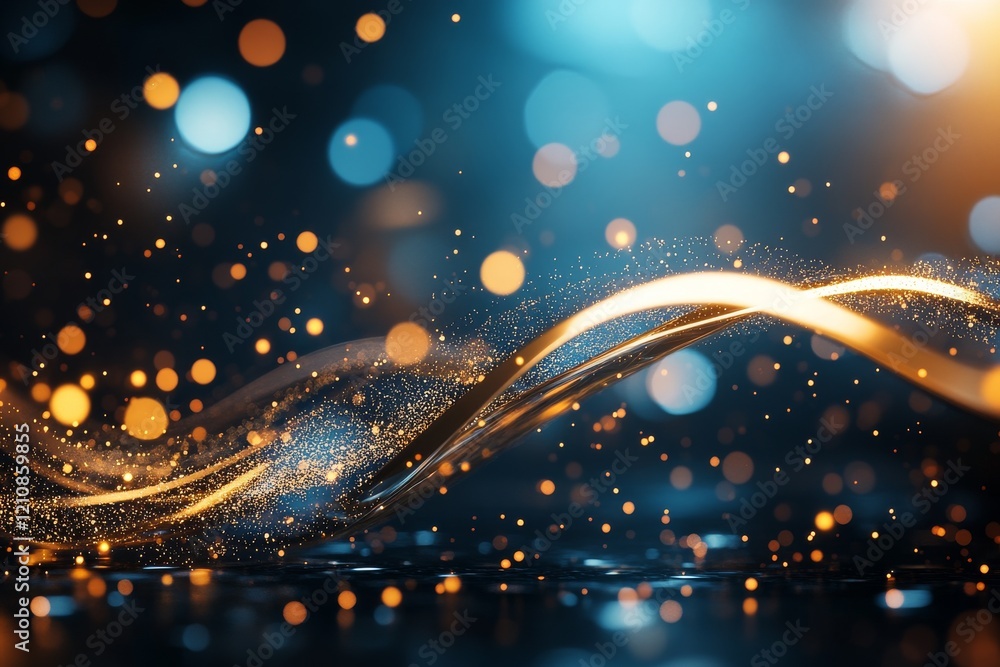 Poster bright sparkles and glowing waves create a mesmerizing effect in an artistic display