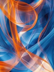 Fototapeta premium Social business model and communication abstract background with blue and orange scheme.