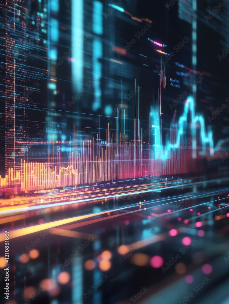 Poster a holographic representation of a financial forecasting model with advanced predictive analytics pro