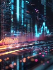 Fototapeta premium A holographic representation of a financial forecasting model with advanced predictive analytics providing a sophisticated and data driven visualization for business strategy and decision making