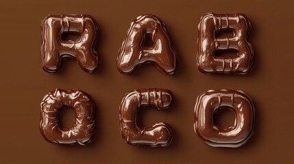 Chocolate ABC. Bakery letters, alphabet letter and number glazed choco. Decorative elements for baby, recipe, birthday cards, sale banners, vector design