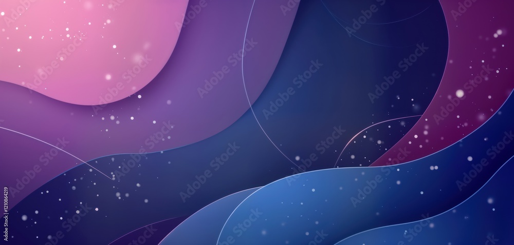 Poster abstract design with gradient purple blue curved lines. soft colors create dynamic layers with subtl