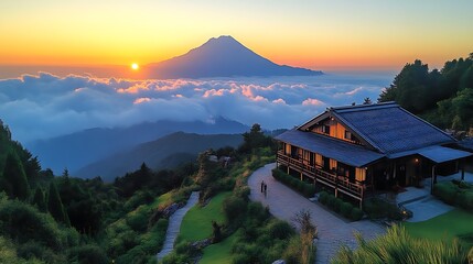 Mountaintop House Sunset View Majestic Volcano