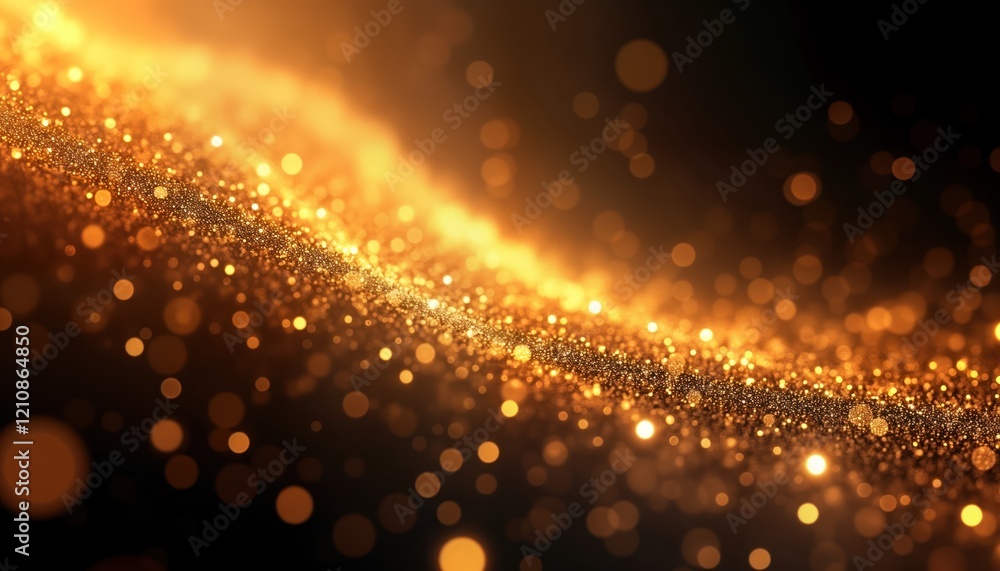 Poster abstract art design with golden light effects. elegant complex flow of golden particles in cyberspac