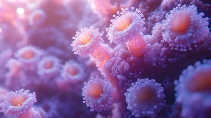 Fototapeta premium Vibrant underwater scene showcasing colorful coral polyps thriving in a marine ecosystem