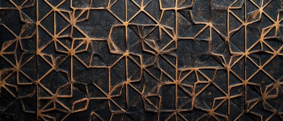 Intricate geometric design showcased on a polished surface in a modern interior setting