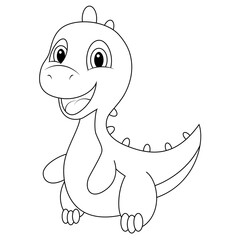 Cute Dinosaur Coloring Page Outline Drawing