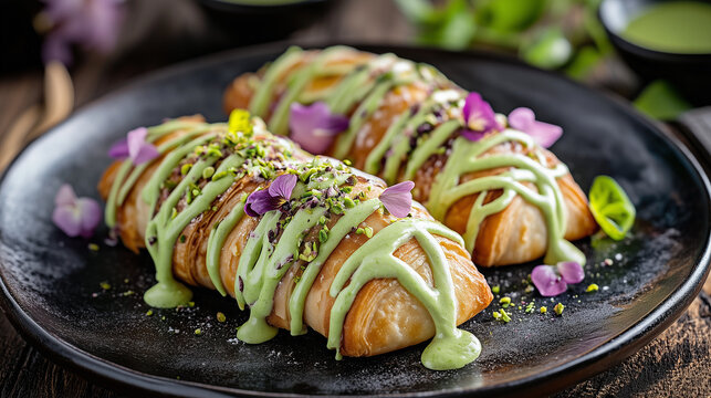  Pistachio Cream Croissant with Shredded Fillo Dough