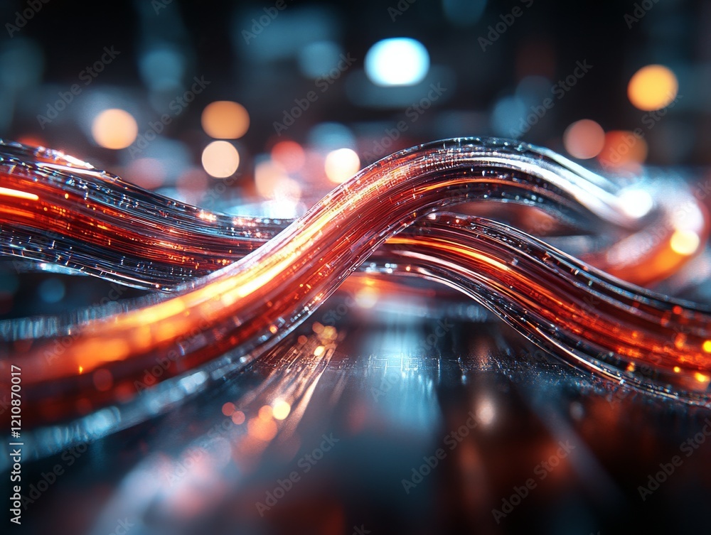 Poster colorful light trails intertwine in a futuristic abstract design showcasing glowing textures and vib