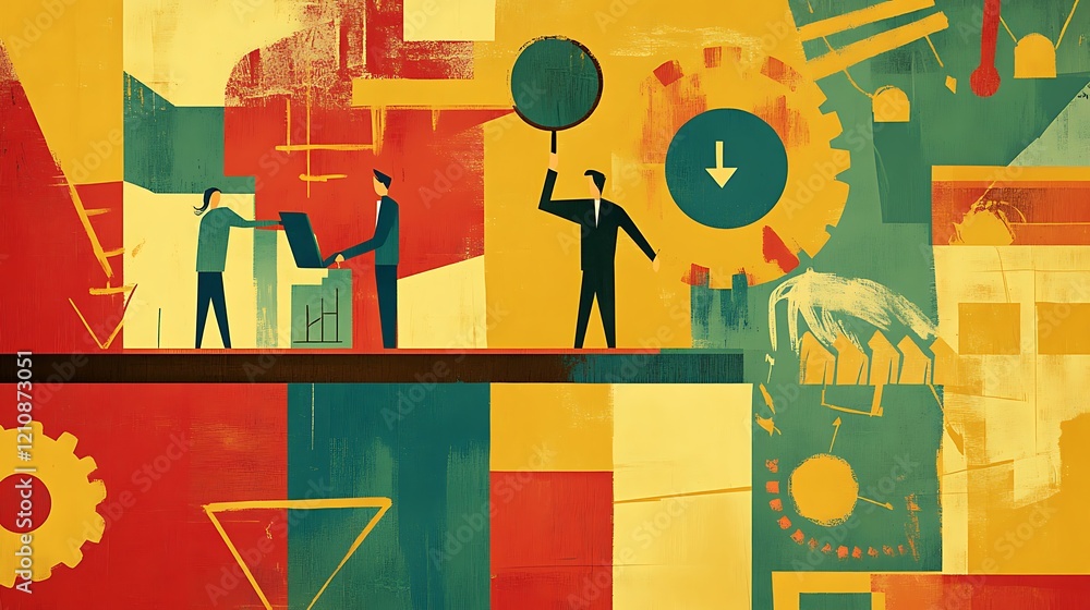 Aufkleber abstract business collaboration showing data analysis and decline