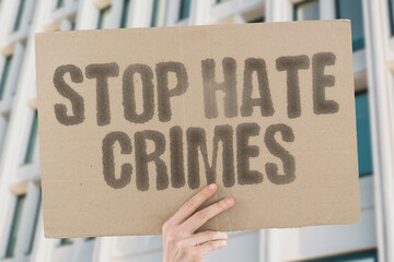 Stop Hate Crimes calls for unity and action against violence caused by prejudice. Equality....