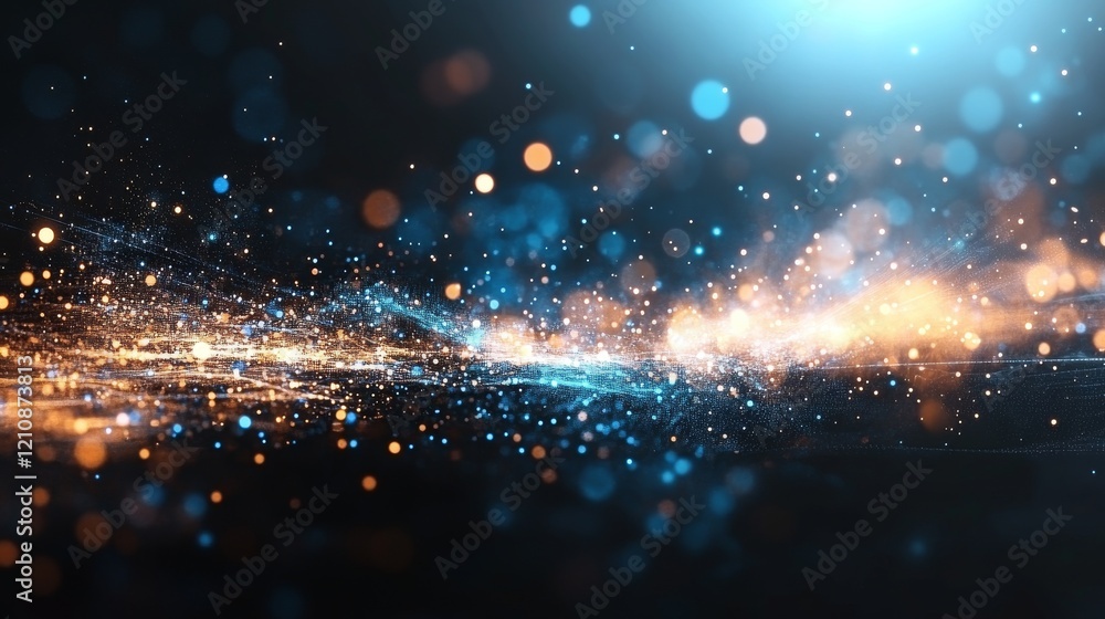 Poster colorful abstract light trails creating a stunning visual effect in dark space
