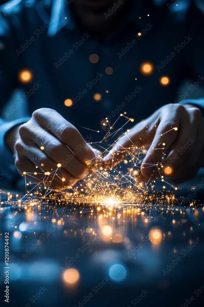 Poster creating digital connections through innovative technology in a modern workspace