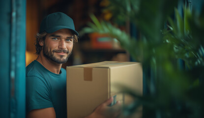 Friendly Courier Delivering a Package
