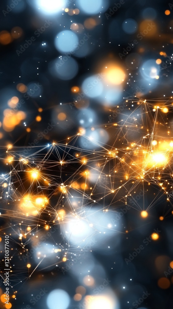 Poster abstract representation of digital connectivity with glowing lights and intricate patterns in dark b