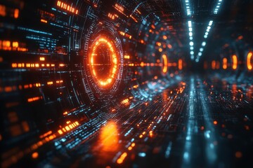 Fototapeta premium dark visuals of a computer virus spreading through digital code depicted as a menacing threat to system security capturing the essence of technological vulnerability and danger