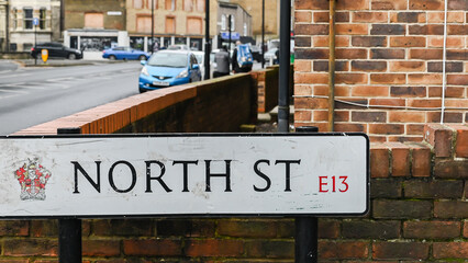Street sign on the street,Plaistow, North Street,  London, United Kingdom, 29 January 2025
